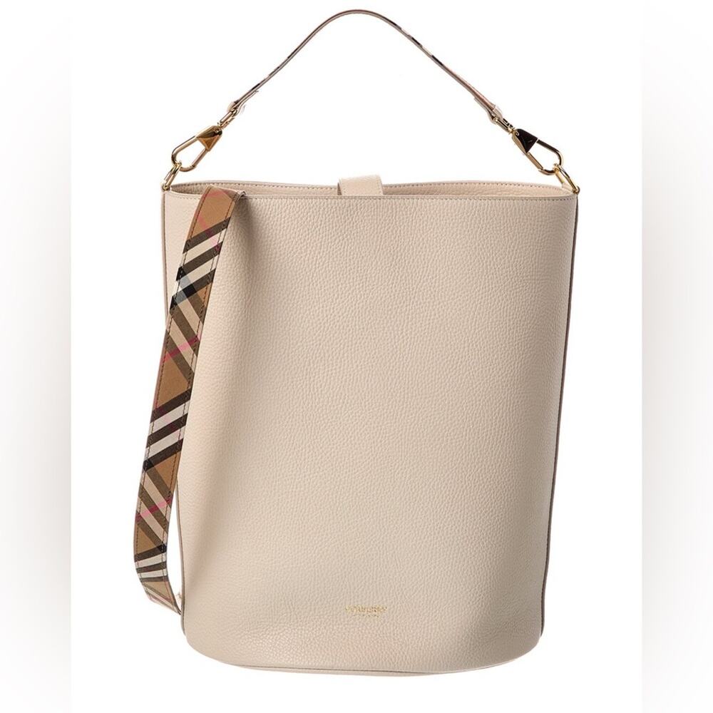 Burberry Leather Bucket Bag Large Limestone